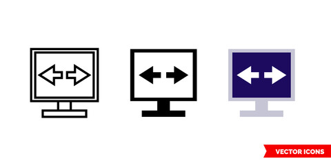 VPN icon of 3 types color, black and white, outline. Isolated vector sign symbol.