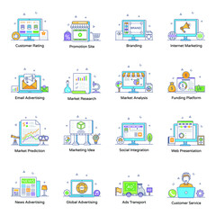 
Set of Marketing and Promotion Flat Outline Vectors
