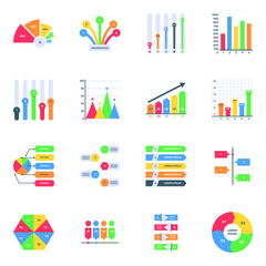 Fototapeta premium Flat Icons of Graphs in Editable Style 
