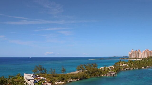 View of Paradise Island in Nassau, Bahamas on sunny day