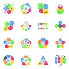 
Flat Icons of Timeline Infographics in Editable Style
