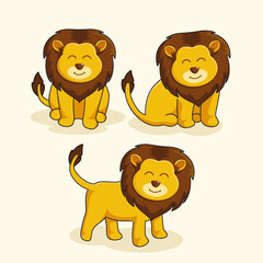 Lion Animal Cartoon Illustrations Set Collection