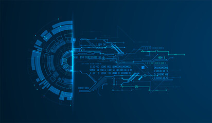 Abstract half-circle technology circuit board. Communication concept.