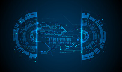 Abstract half-circle technology circuit board. Communication concept.