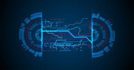Abstract half-circle technology circuit board. Communication concept.