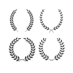 Set of laurel wreaths vectors of different shapes isolated on white background
