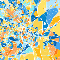 Art map of Fayetteville, UnitedStates in Blue Orange