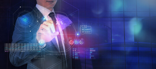 Abstract data arrays on a virtual panel.