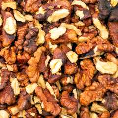 split walnut kernels for background. High quality photo