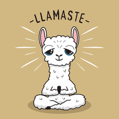Llama Yoga Cartoon Cute Alpaca Meditation Llamaste