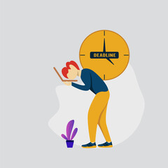 modern flat people character. Freelance designer struggling with the deadline, deadline concept illustration. ideal for websites, landing pages, UI, mobile applications, posters, banners