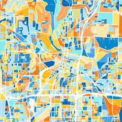 Art map of Akron, UnitedStates in Blue Orange