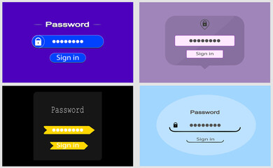 Login form page interface design, page or mobile applications, sign in web element. Vector
