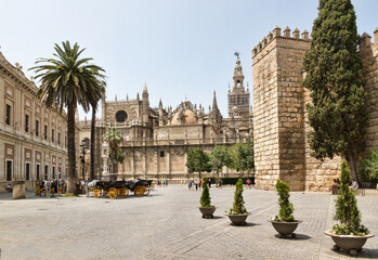 Fototapeta premium Exterior view of the Alcázar of Seville