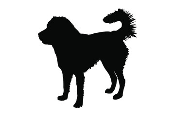 Silhouette of a thoroughbred Caucasian Shepherd dog. Vector stock illustration eps 10