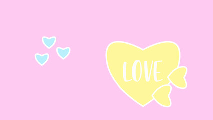 Wallpaper of some hearts with the word "love" typed in. 