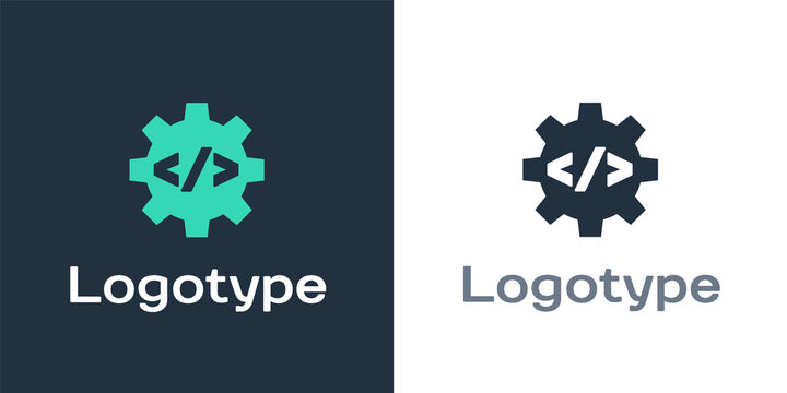 Logotype Web design and front end development icon isolated on white background. Logo design template element. Vector.