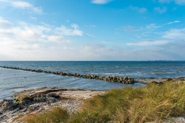 Beach in the south of the island of Fehmarn near the village Wulfen called Wulfener Hals. The seaside resort  at the Baltic Sea is well known for camping and surfing