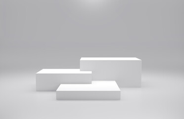 White podium 3D mock up Abstract background