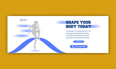 Social cover or banner design for sports and gym fitness training center