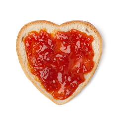 Heart shaped slice of bread with jam of rose hips