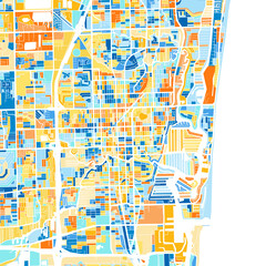 Art map of FortLauderdale, UnitedStates in Blue Orange