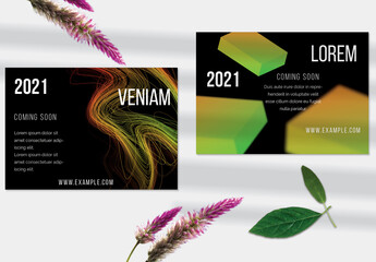 Flyer Layout with Abstract Motion Blur and Glowing Shapes
