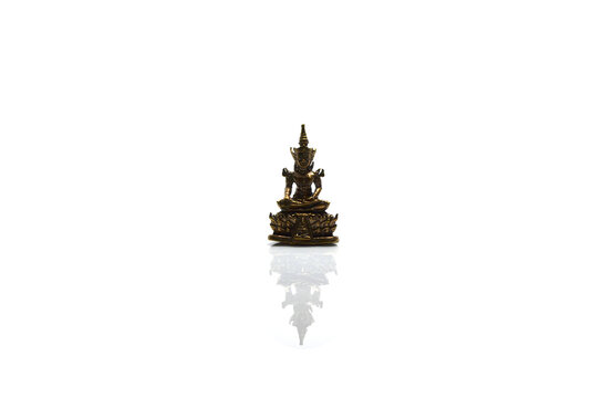 thai meditaion buddha image on isolated background.thai famous brass buddha statue