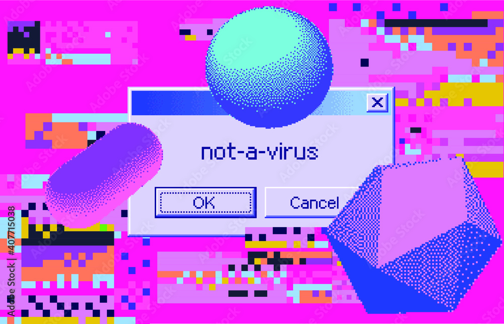 Leinwandbilder Glitched and distorted screen with pixel noise grain. Computer display error, program failure.