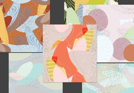 Seamless Pattern Set with Organic Grunge Textured Shapes