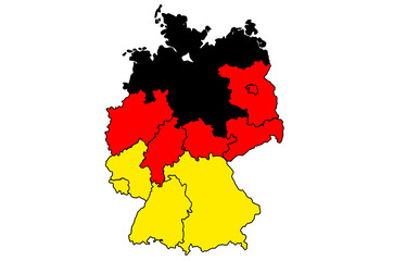 Deutschland Karte und Bundesländer Landkarte Vektor Landesfarbe