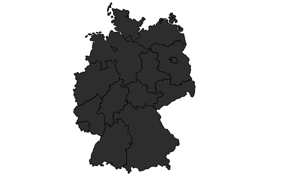 Deutschland Karte und Bundesländer Landkarte Vektor Grau