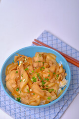 rice topped with pork or pork stew, Japanese food
