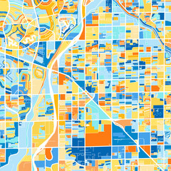 Art map of Peoria, UnitedStates in Blue Orange