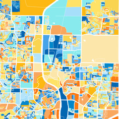 Art map of Frisco, UnitedStates in Blue Orange - obrazy, fototapety, plakaty