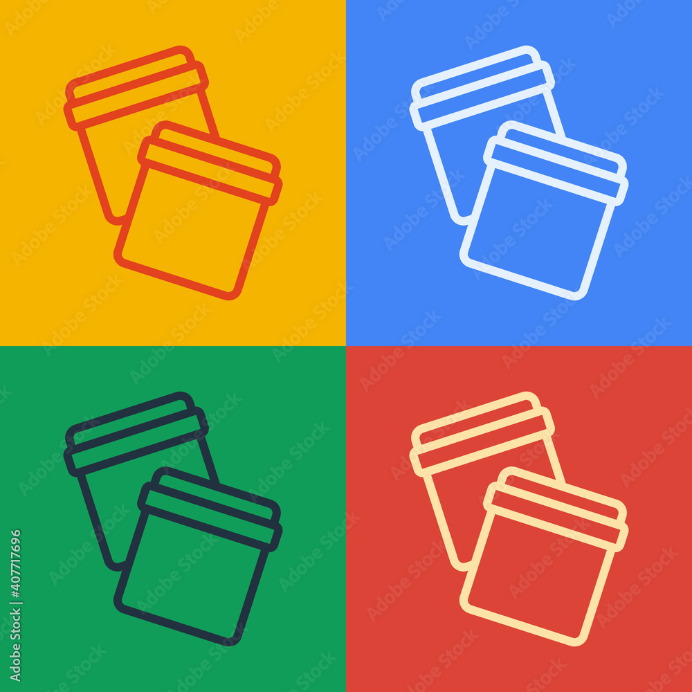 Poster pop art line plastic bag with ziplock icon isolated on color background. vector.