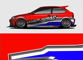 Obraz na płótnie Canvas rally car livery design vector. abstract race style background for vehicle vinyl sticker wrap 