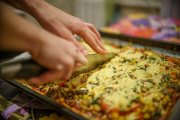 Homemade pizza at home kitchen