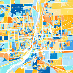 Art map of Joliet, UnitedStates in Blue Orange
