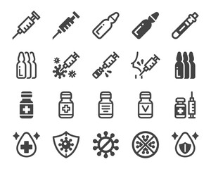 vaccine icon set,vector and illustration