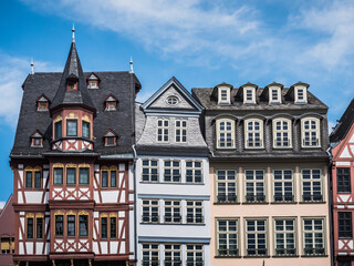 Fototapeta na wymiar Half Timbered Houses on the Roemerberg in Frankfurt, Germany