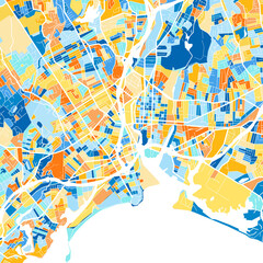 Art map of Bridgeport, UnitedStates in Blue Orange © Knut Hebstreit