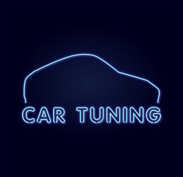 Neon Reklame von einem Auto Tuning Gesch&auml;ft