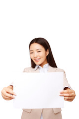 Naklejka premium Business woman with white board