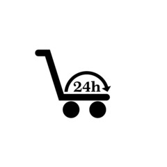 24h Shopping Cart icon isolated on white background
