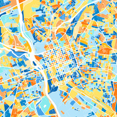 Fototapeta na wymiar Art map of Columbia, UnitedStates in Blue Orange