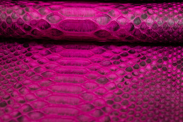 Purple dyed genuine natural python leather.