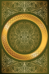 Golden ornate decorative vintage design card