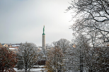 Obraz premium Riga. Latvia. Historical part of the city. Monument of Freedom