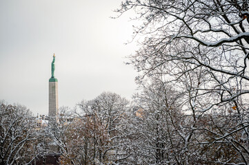 Riga. Latvia. Historical part of the city. Monument of Freedom